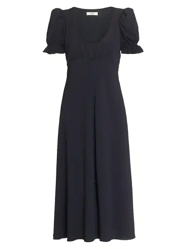 Chloé Women's Scoopneck Button-Front Midi-Dress - Black | Thumbnail 1