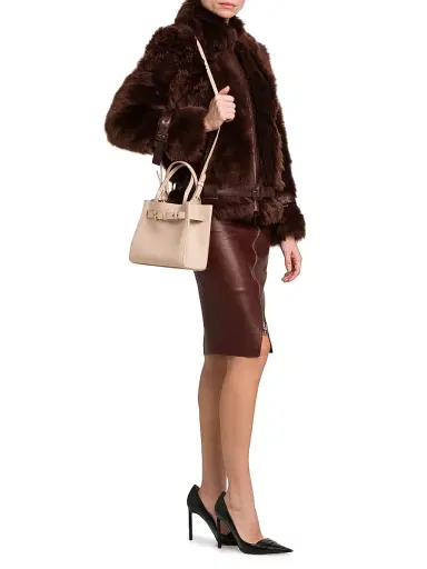Tom Ford Women's Audrey Small Leather Top Handle Bag - Light Beige | Thumbnail 3