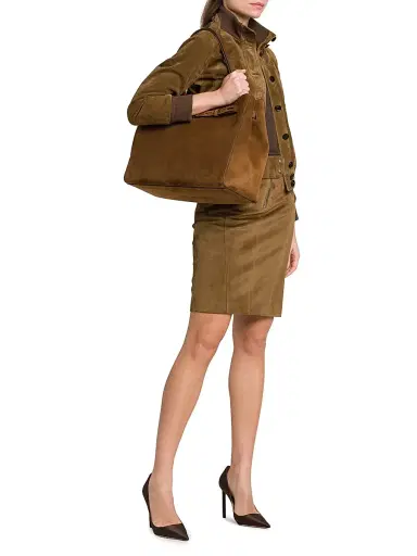 Tom Ford Women's Audrey Large Suede Tote Bag - Whisky | Thumbnail 2