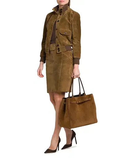 Tom Ford Women's Audrey Large Suede Tote Bag - Whisky | Thumbnail 3