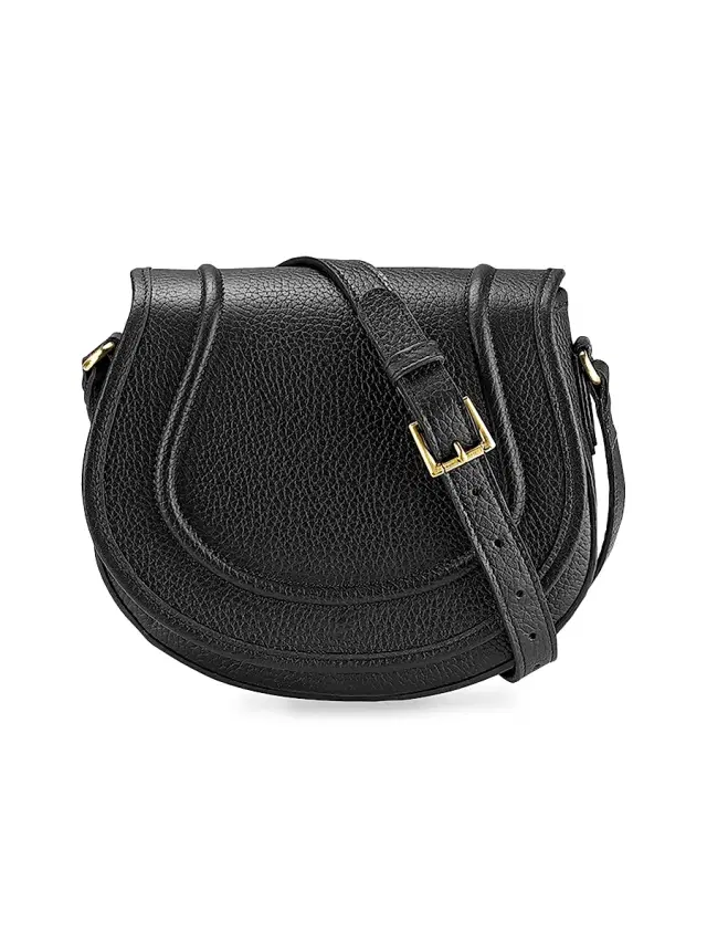 GiGi New York Women's Jenni Leather Saddle Bag - Black
