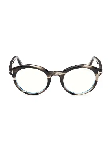 Tom Ford Men's 50MM Round Optical Eyeglasses - Striped Dark Grey Taupe | Thumbnail 2 Tom Ford Men's 50MM Round Optical Eyeglasses - Striped Dark Grey Taupe | Thumbnail 2