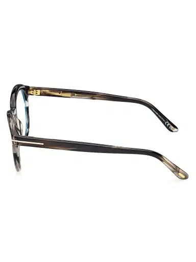 Tom Ford Men's 50MM Round Optical Eyeglasses - Striped Dark Grey Taupe | Thumbnail 3 Tom Ford Men's 50MM Round Optical Eyeglasses - Striped Dark Grey Taupe | Thumbnail 3