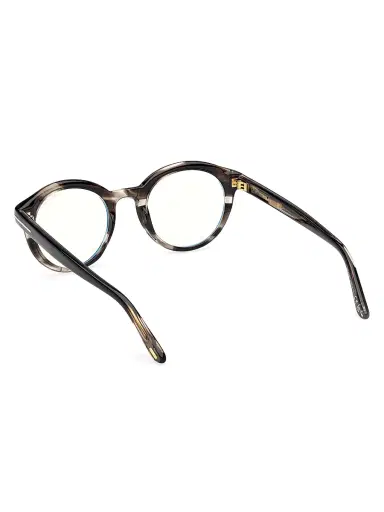 Tom Ford Men's 50MM Round Optical Eyeglasses - Striped Dark Grey Taupe | Thumbnail 4 Tom Ford Men's 50MM Round Optical Eyeglasses - Striped Dark Grey Taupe | Thumbnail 4
