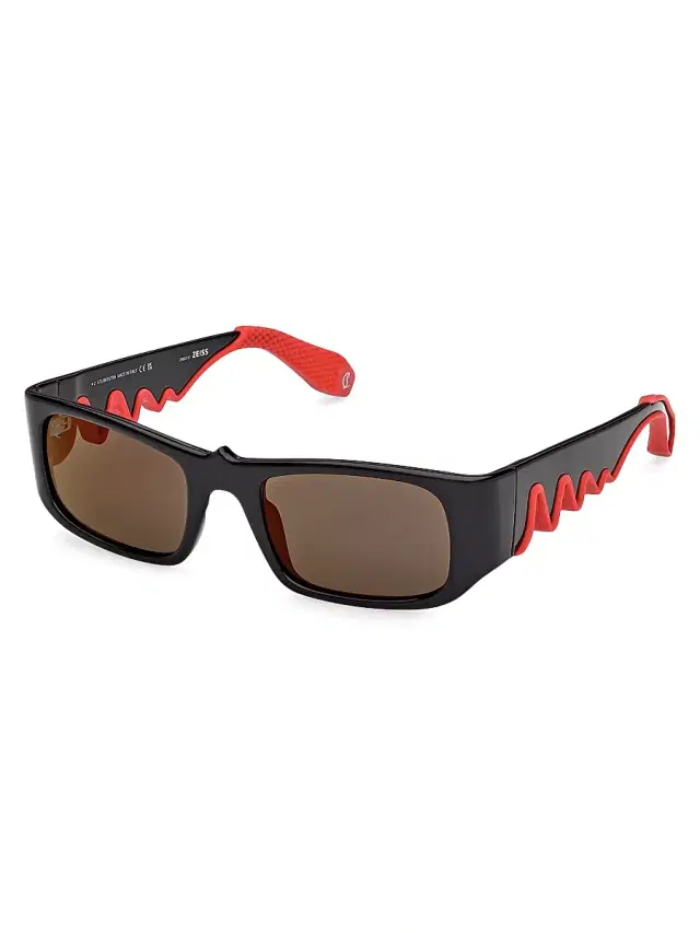 Women's Loubishark 53MM Rectangular Sunglasses - Black Smoke Red