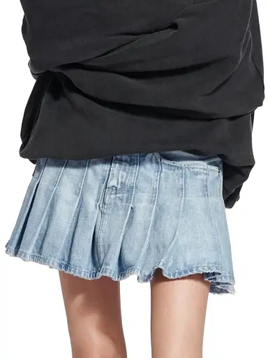 Balenciaga Women's Pleated Mini Skirt - Light Blue | Thumbnail 3