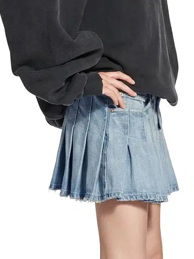 Balenciaga Women's Pleated Mini Skirt - Light Blue | Thumbnail 5