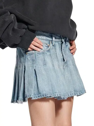 Balenciaga Women's Pleated Mini Skirt - Light Blue | Thumbnail 6