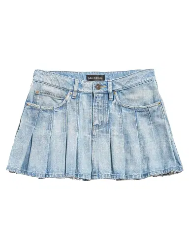 Balenciaga Women's Pleated Mini Skirt - Light Blue | Thumbnail 1