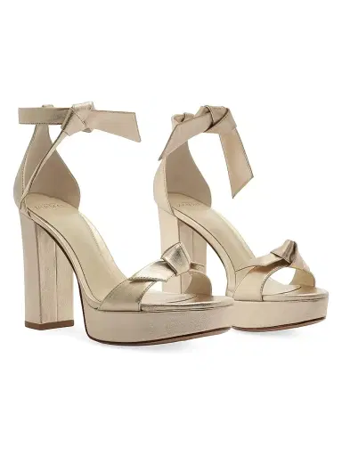 Alexandre Birman Women's Mabeleh 110MM Bow Leather Platform Sandals - Golden - Size 11.5 | Thumbnail 3