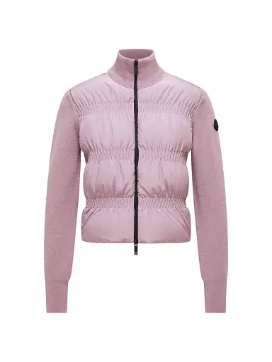 Moncler Women's Down Filled Cardigan in Wool - Dusty Pink | Thumbnail 1 Moncler Women's Down Filled Cardigan in Wool - Dusty Pink | Thumbnail 1