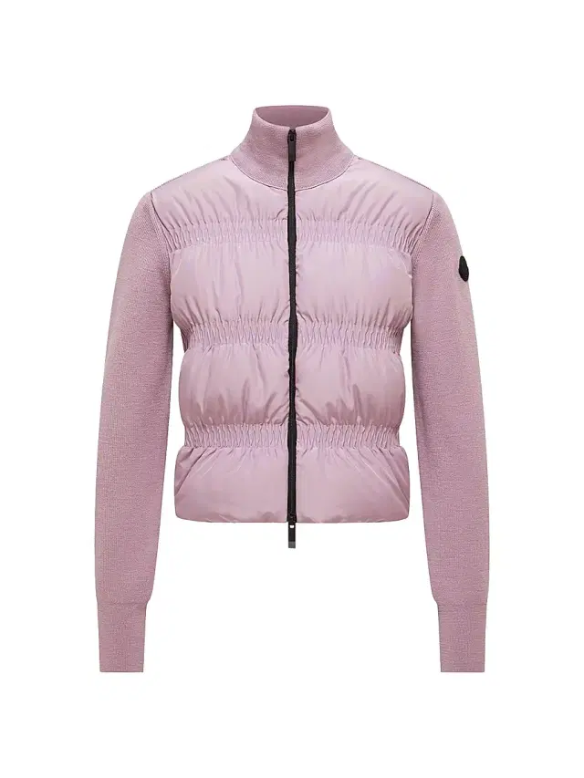 Women's Down Filled Cardigan in Wool - Dusty Pink