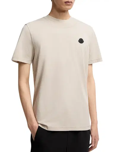 Moncler Men's Crew-Neck T-Shirt in Cotton - Light Beige | Thumbnail 2