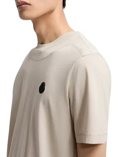 Moncler Men's Crew-Neck T-Shirt in Cotton - Light Beige | Thumbnail 4