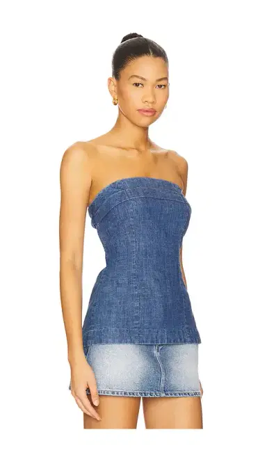 Free People Lora Denim Tube Top | Thumbnail 2