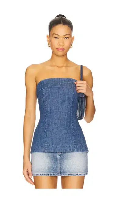 Free People Lora Denim Tube Top | Thumbnail 1