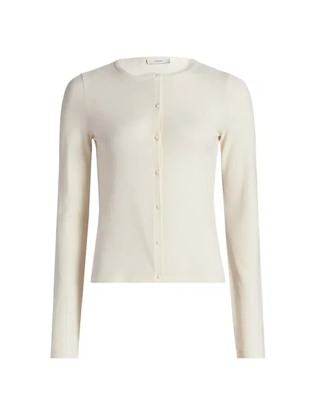 Women's Cotton Long-Sleeve Cardigan - Oat Shell