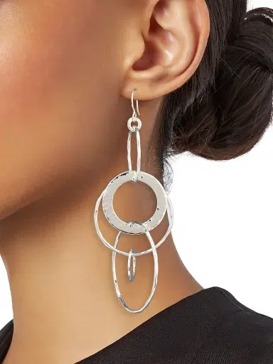 Ippolita Women's Classico Jumbo Sterling Silver Hammered Jet Set Earrings - Silver | Thumbnail 2 Ippolita Women's Classico Jumbo Sterling Silver Hammered Jet Set Earrings - Silver | Thumbnail 2