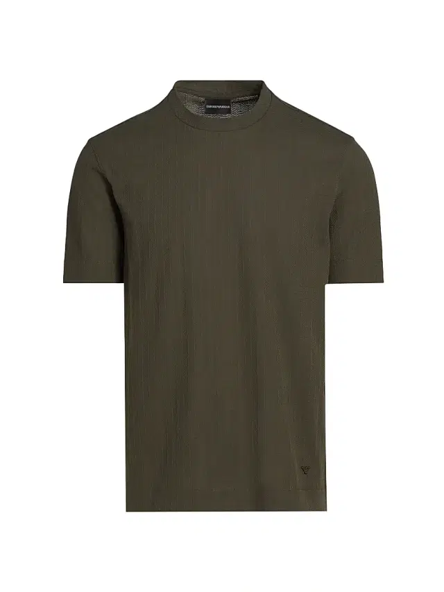 Emporio Armani Men's Chevron Stitch Cotton T-Shirt - Fancy Grey