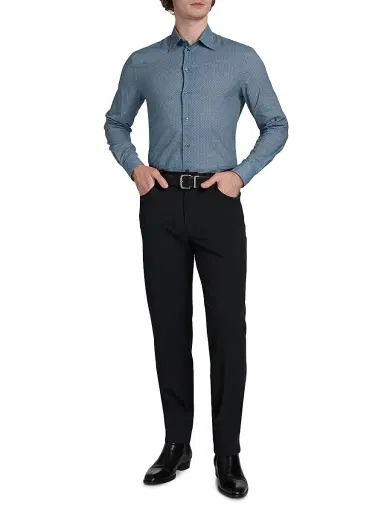 Emporio Armani Men's Woven Cotton Sport Shirt - Light Blue - Size Medium | Thumbnail 2