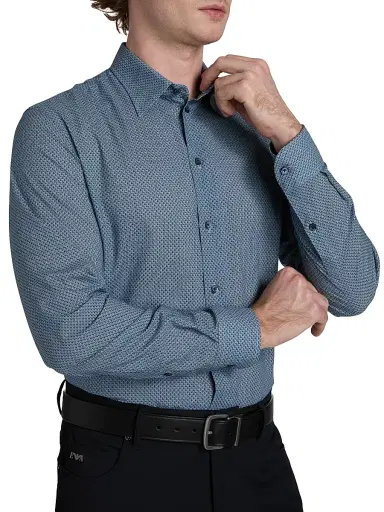 Emporio Armani Men's Woven Cotton Sport Shirt - Light Blue - Size Medium | Thumbnail 6