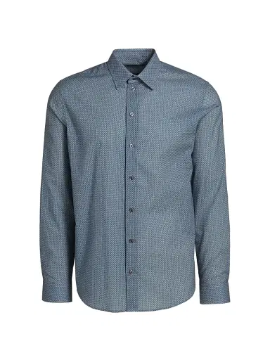 Emporio Armani Men's Woven Cotton Sport Shirt - Light Blue - Size Medium | Thumbnail 1