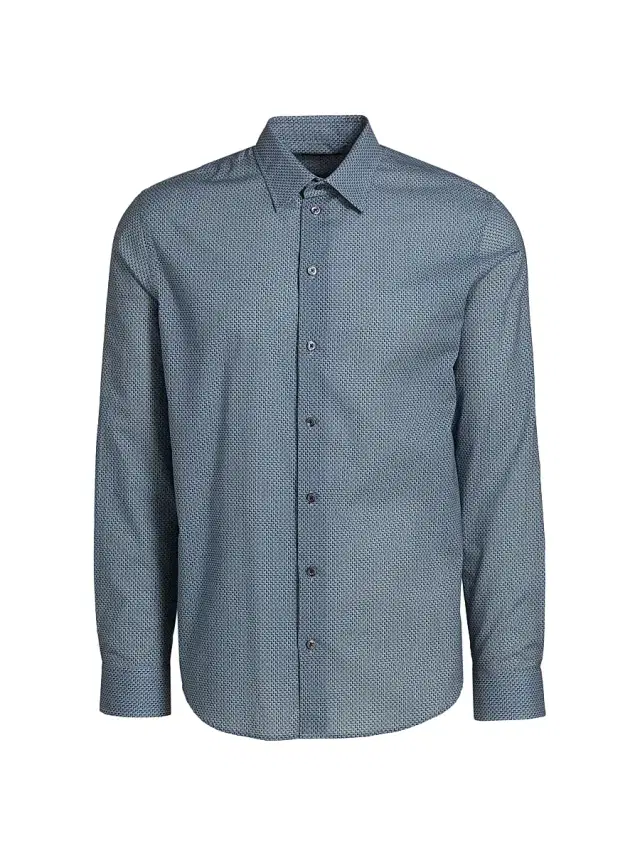 Emporio Armani Men's Woven Cotton Sport Shirt - Light Blue