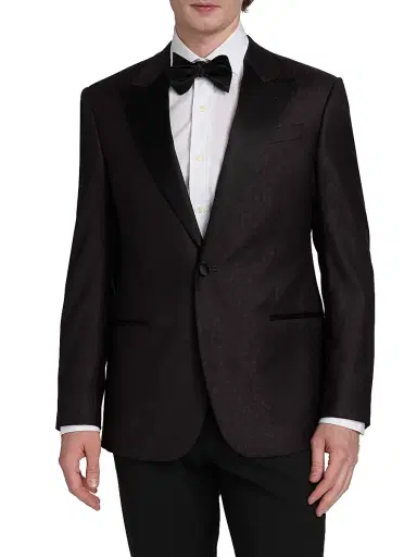 Emporio Armani Men's Jacquard Wool Dinner Jacket - Black Beauty | Thumbnail 3