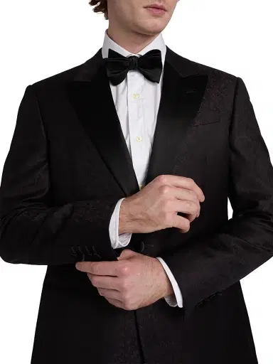 Emporio Armani Men's Jacquard Wool Dinner Jacket - Black Beauty | Thumbnail 6