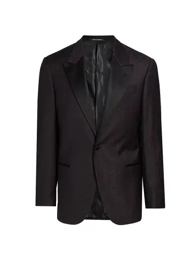 Emporio Armani Men's Jacquard Wool Dinner Jacket - Black Beauty | Thumbnail 1