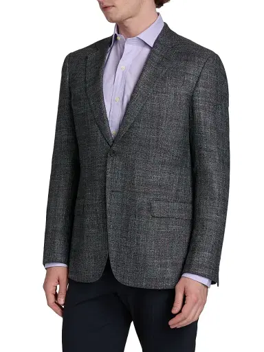 Emporio Armani Men's Textured Wool-Blend Sport Coat - Grey - Size 44 | Thumbnail 4 Emporio Armani Men's Textured Wool-Blend Sport Coat - Grey - Size 44 | Thumbnail 4