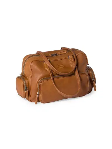 Miu Miu Women's Pocket Nappa Leather Top-Handle Bag - Brown | Thumbnail 3 Miu Miu Women's Pocket Nappa Leather Top-Handle Bag - Brown | Thumbnail 3