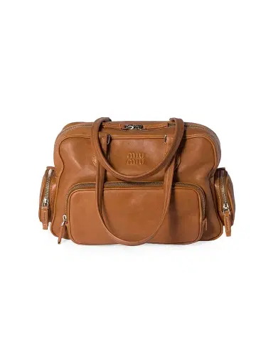 Miu Miu Women's Pocket Nappa Leather Top-Handle Bag - Brown | Thumbnail 1 Miu Miu Women's Pocket Nappa Leather Top-Handle Bag - Brown | Thumbnail 1