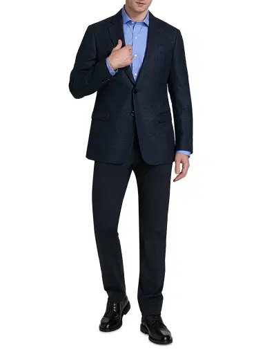 Giorgio Armani Men's Textured Wool-Blend Sportcoat - Blue - Size 44 | Thumbnail 2 Giorgio Armani Men's Textured Wool-Blend Sportcoat - Blue - Size 44 | Thumbnail 2