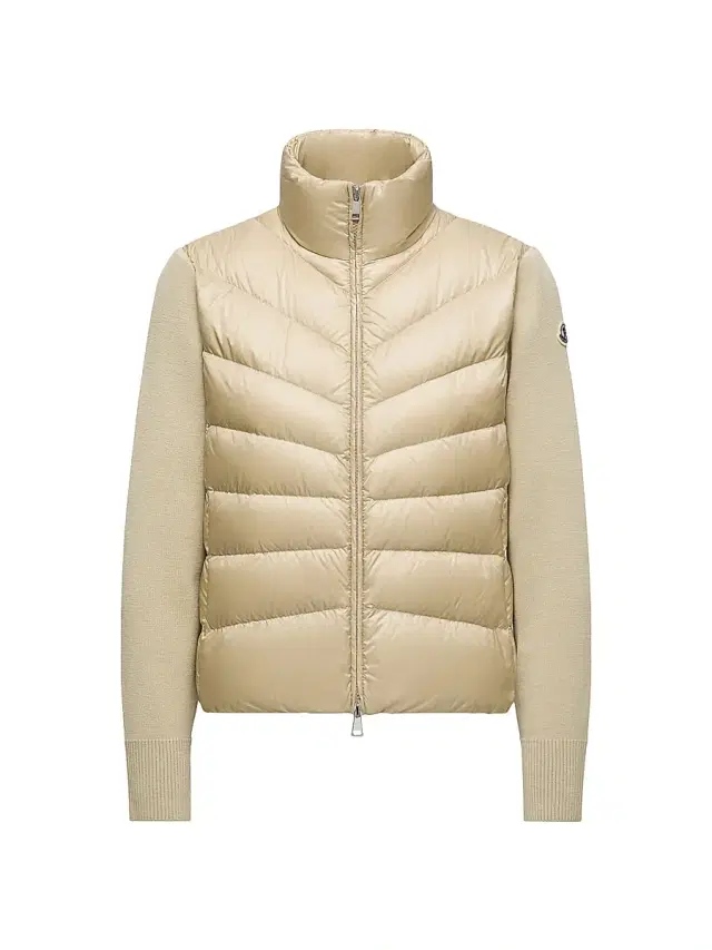 Women's Zip Front Down Knit Cardigan - Beige