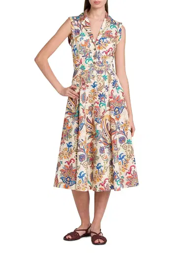 Etro Women's Tapestry Floral Sleeveless Shirtdress - Stampa Bianco | Thumbnail 3