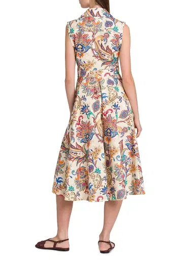 Etro Women's Tapestry Floral Sleeveless Shirtdress - Stampa Bianco | Thumbnail 5