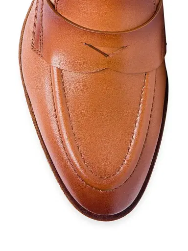 Santoni Women's Famed Leather Penny Loafers - Light Brown - Size 10.5 | Thumbnail 4