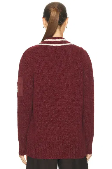 Moncler Long Sleeve V-neck Sweater | Thumbnail 3 Moncler Long Sleeve V-neck Sweater | Thumbnail 3