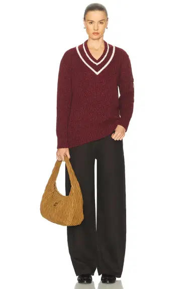 Moncler Long Sleeve V-neck Sweater | Thumbnail 4 Moncler Long Sleeve V-neck Sweater | Thumbnail 4