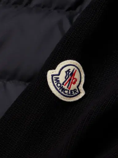 Moncler Logo-Appliquéd Quilted Shell-Panelled Cotton Down Cardigan - Men | Thumbnail 4 Moncler Logo-Appliquéd Quilted Shell-Panelled Cotton Down Cardigan - Men | Thumbnail 4