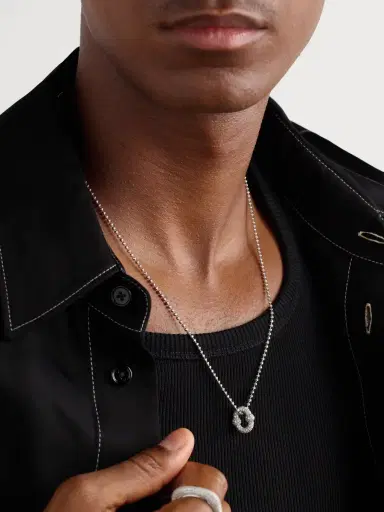 Greg Yuna Umlaut 18-Karat White Gold Diamond Ball Chain Necklace - Men | Thumbnail 2 Greg Yuna Umlaut 18-Karat White Gold Diamond Ball Chain Necklace - Men | Thumbnail 2