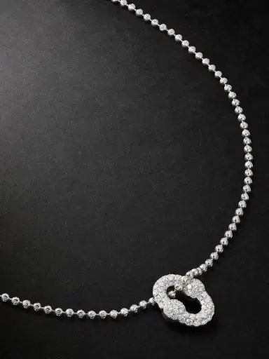 Greg Yuna Umlaut 18-Karat White Gold Diamond Ball Chain Necklace - Men | Thumbnail 1 Greg Yuna Umlaut 18-Karat White Gold Diamond Ball Chain Necklace - Men | Thumbnail 1