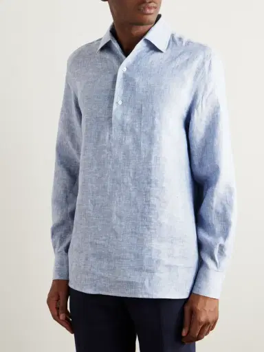 Loro Piana André Linen Half-Placket Shirt - Men | Thumbnail 3 Loro Piana André Linen Half-Placket Shirt - Men | Thumbnail 3