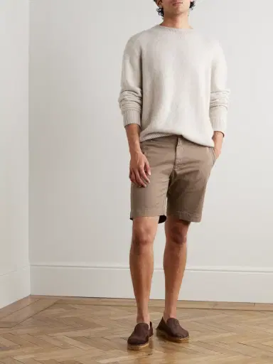 Sunspel Straight-Leg Garment-Dyed Cotton-Blend Twill Chino Shorts - Men | Thumbnail 2