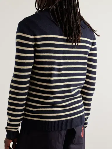 Valentino Garavani Logo-Intarsia Striped Virgin Wool Sweater - Men | Thumbnail 3 Valentino Garavani Logo-Intarsia Striped Virgin Wool Sweater - Men | Thumbnail 3