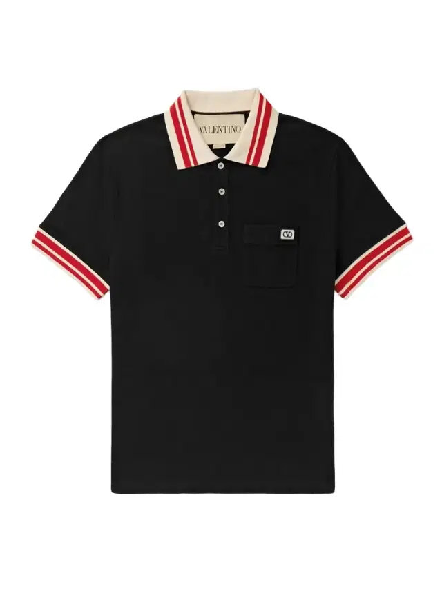 Logo-Appliquéd Striped Cotton-Piqué Polo Shirten