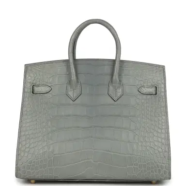 HERMÈS Hermes Birkin Sellier 25 Gris Ciment Matte Alligator Gold Hardware | Thumbnail 4