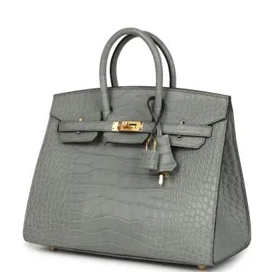HERMÈS Hermes Birkin Sellier 25 Gris Ciment Matte Alligator Gold Hardware | Thumbnail 5