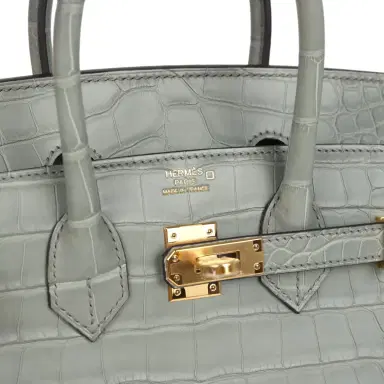 HERMÈS Hermes Birkin Sellier 25 Gris Ciment Matte Alligator Gold Hardware | Thumbnail 7